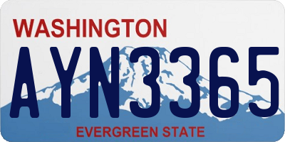 WA license plate AYN3365