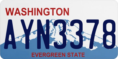 WA license plate AYN3378