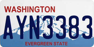 WA license plate AYN3383