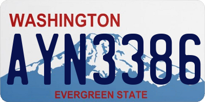 WA license plate AYN3386