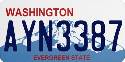 WA license plate AYN3387