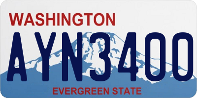 WA license plate AYN3400