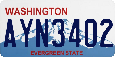 WA license plate AYN3402