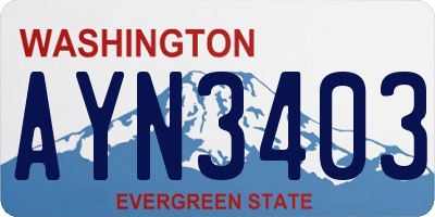 WA license plate AYN3403