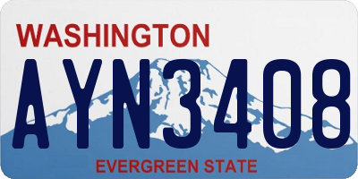 WA license plate AYN3408