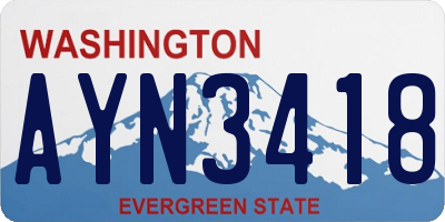 WA license plate AYN3418