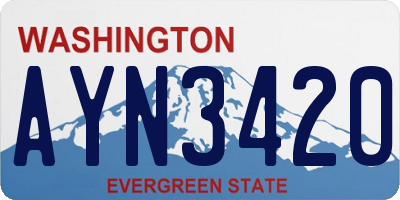WA license plate AYN3420