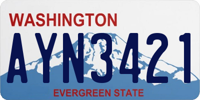 WA license plate AYN3421