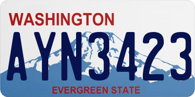 WA license plate AYN3423