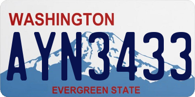 WA license plate AYN3433