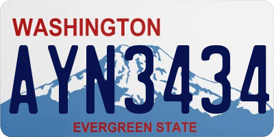 WA license plate AYN3434