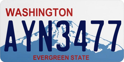 WA license plate AYN3477