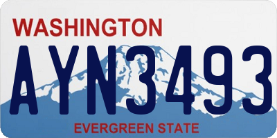 WA license plate AYN3493