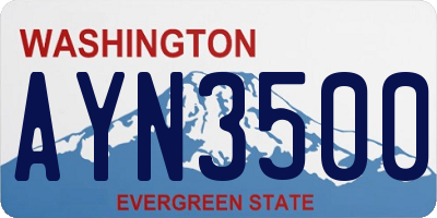 WA license plate AYN3500