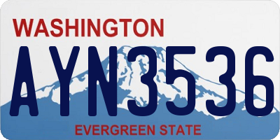 WA license plate AYN3536