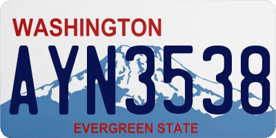 WA license plate AYN3538