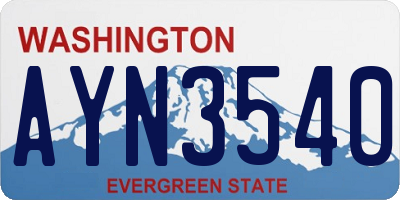 WA license plate AYN3540