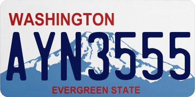 WA license plate AYN3555