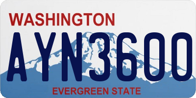 WA license plate AYN3600