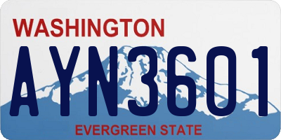 WA license plate AYN3601