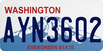 WA license plate AYN3602