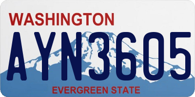 WA license plate AYN3605