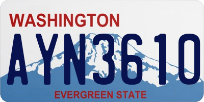 WA license plate AYN3610