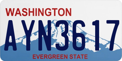 WA license plate AYN3617