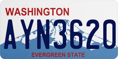 WA license plate AYN3620