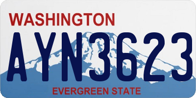 WA license plate AYN3623