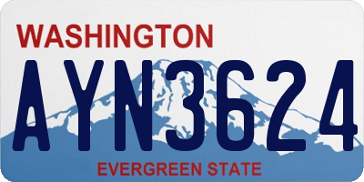 WA license plate AYN3624