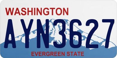 WA license plate AYN3627