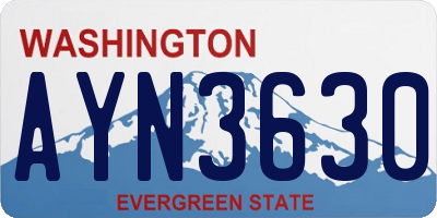 WA license plate AYN3630