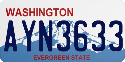 WA license plate AYN3633