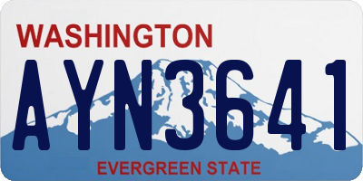 WA license plate AYN3641