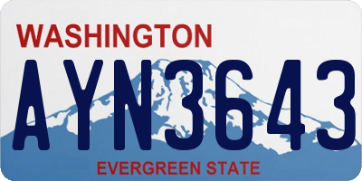 WA license plate AYN3643
