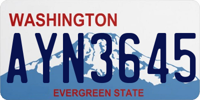 WA license plate AYN3645