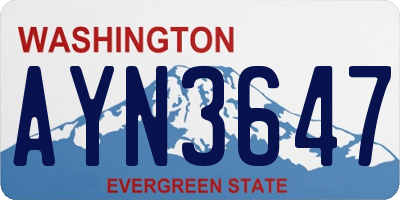 WA license plate AYN3647