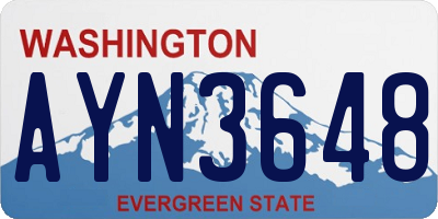 WA license plate AYN3648