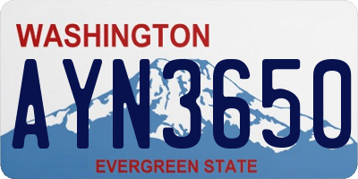 WA license plate AYN3650