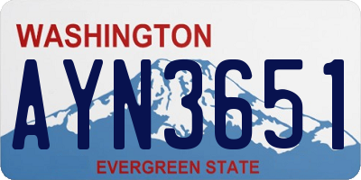 WA license plate AYN3651