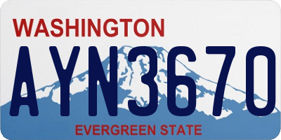 WA license plate AYN3670