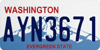 WA license plate AYN3671