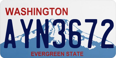WA license plate AYN3672