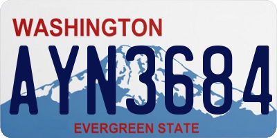 WA license plate AYN3684