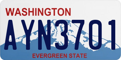 WA license plate AYN3701