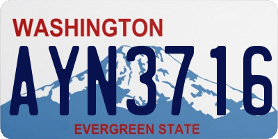 WA license plate AYN3716