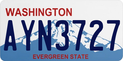 WA license plate AYN3727