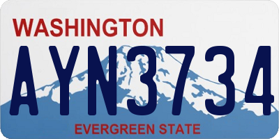 WA license plate AYN3734