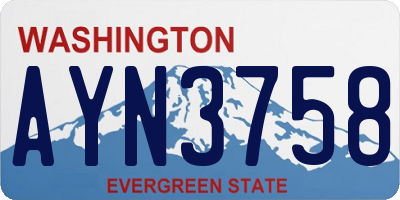 WA license plate AYN3758